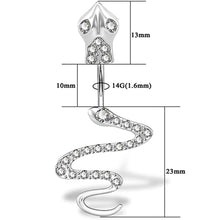 Load image into Gallery viewer, 1pcs Snake navel ring crystal red CZ 14g Belly button piercing body jewellery
