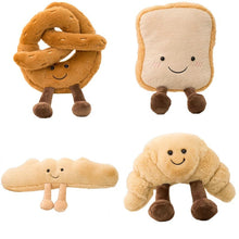 Load image into Gallery viewer, Soft Cartoon Figure Pretzel Crossant Toast Bread Doll Plush Food Toy Stuffed Baguette Poach Egg Decor Doll For Girl Kid Birthday

