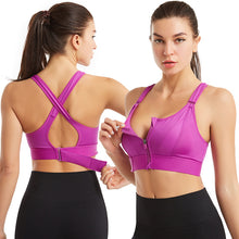 Load image into Gallery viewer, Yoga Bra Crop Sport Top Adjustable Belt Zipper Yoga Running Bras Push Up Vest
