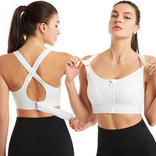 Load image into Gallery viewer, Yoga Bra Crop Sport Top Adjustable Belt Zipper Yoga Running Bras Push Up Vest
