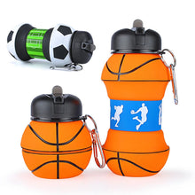Load image into Gallery viewer, Sports Fold Water Bottle Football Basketball Tennis Leakproof Portable Silica gel Kettle Travel Office School Kids Water Bottle
