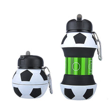 Load image into Gallery viewer, Sports Fold Water Bottle Football Basketball Tennis Leakproof Portable Silica gel Kettle Travel Office School Kids Water Bottle
