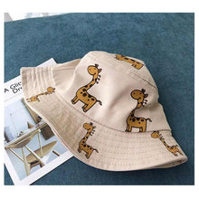 Load image into Gallery viewer, Spring Autumn Children's Bucket Hats Cartoon giraffe Sun Hat Girls Boys Outdoor Beach Hat Camping Fishing Cap Casual Panama Cap
