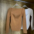 Load image into Gallery viewer, Square Collar Long Sleeve Woman Sweaters Knitted Pullover Women Spring Autumn Sweater Winter Tops For Women Black White Jumper
