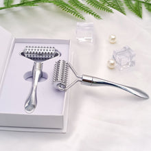 Load image into Gallery viewer, Stainless steel pointed roller spatula massage ball stone face roller massager to improve neck facial beauty skin care tool
