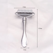 Load image into Gallery viewer, Stainless steel pointed roller spatula massage ball stone face roller massager to improve neck facial beauty skin care tool
