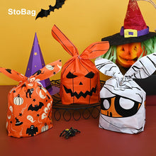 Load image into Gallery viewer, StoBag 50pcs Halloween Candy Packaging Bag Party Trick Or Treat Handbag For Children Gift Cookies Handmade Favour Biscuits Snack
