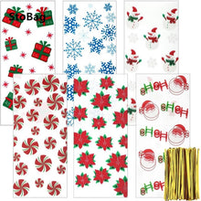 Load image into Gallery viewer, StoBag 50pcs Christmas Self-adhesive Candy Packaging Bags Plastic Event &amp; Party New Year Handmade Cookie Gift Decoration
