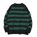 Load image into Gallery viewer, Striped Sweaters Women Punk Unisex Sweater Autumn Hollow Out Hole Broken Jumper Loose Oversized Sweater
