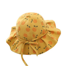 Load image into Gallery viewer, Summer Kids Girls Large Brimmed Fruit Print Sun Hat Baby Princess Bucket Cap Children's Accessories

