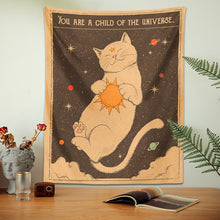 Load image into Gallery viewer, Sun moon Tarot Cat Tapestry  Wall Hanging Witchcraft you are a child of the universe Bohemia Home Decor Hippie Bedroom Decor

