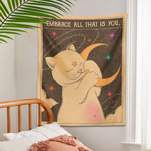 Load image into Gallery viewer, Sun moon Tarot Cat Tapestry  Wall Hanging Witchcraft you are a child of the universe Bohemia Home Decor Hippie Bedroom Decor
