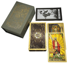 Load image into Gallery viewer, Super Excellent Skeleton Pattern Deluxe Gold Foil Tarot Waterproof PVC Cards Deck Mystery Board Game For Halloween Gift
