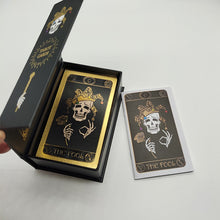 Load image into Gallery viewer, Super Excellent Skeleton Pattern Deluxe Gold Foil Tarot Waterproof PVC Cards Deck Mystery Board Game For Halloween Gift
