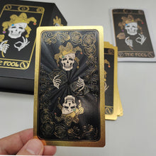Load image into Gallery viewer, Super Excellent Skeleton Pattern Deluxe Gold Foil Tarot Waterproof PVC Cards Deck Mystery Board Game For Halloween Gift
