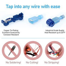 Load image into Gallery viewer, T-Tap Wire Connectors Self-Stripping Quick Splice Electrical Wire Terminals Insulated Male Disconnect Spade Lock Cable Crimp
