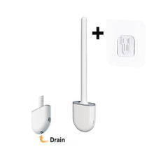 Load image into Gallery viewer, Silicone Toilet Brush Flat Head Flexible Wall Mounted Storage Tool Toilet Bowl Cleaner Brush Holder Set For WC Bathroom
