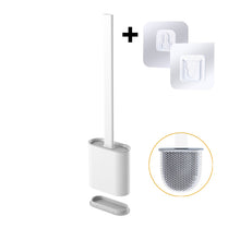 Load image into Gallery viewer, Silicone Toilet Brush Flat Head Flexible Wall Mounted Storage Tool Toilet Bowl Cleaner Brush Holder Set For WC Bathroom
