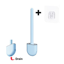 Load image into Gallery viewer, Silicone Toilet Brush Flat Head Flexible Wall Mounted Storage Tool Toilet Bowl Cleaner Brush Holder Set For WC Bathroom

