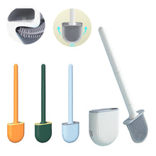 Load image into Gallery viewer, Silicone Toilet Brush Flat Head Flexible Wall Mounted Storage Tool Toilet Bowl Cleaner Brush Holder Set For WC Bathroom
