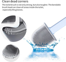 Load image into Gallery viewer, Silicone Toilet Brush Flat Head Flexible Wall Mounted Storage Tool Toilet Bowl Cleaner Brush Holder Set For WC Bathroom
