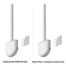 Load image into Gallery viewer, Silicone Toilet Brush Flat Head Flexible Wall Mounted Storage Tool Toilet Bowl Cleaner Brush Holder Set For WC Bathroom
