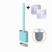 Load image into Gallery viewer, Silicone Toilet Brush Flat Head Flexible Wall Mounted Storage Tool Toilet Bowl Cleaner Brush Holder Set For WC Bathroom
