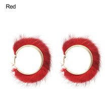 Load image into Gallery viewer, 1 Pair Winter Autumn Round Hairy Earring Temperament Exaggerated Big Circle Earrings Warm Fur Hoop Plush Jewelry Gift
