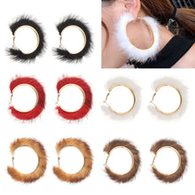 Load image into Gallery viewer, 1 Pair Winter Autumn Round Hairy Earring Temperament Exaggerated Big Circle Earrings Warm Fur Hoop Plush Jewelry Gift
