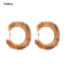 Load image into Gallery viewer, 1 Pair Winter Autumn Round Hairy Earring Temperament Exaggerated Big Circle Earrings Warm Fur Hoop Plush Jewelry Gift
