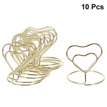 Load image into Gallery viewer, 10pcs Heart Shape Place Memo Card Holder Wire Table Number Holders with Base for Christmas Wedding Banquet Party Decorations
