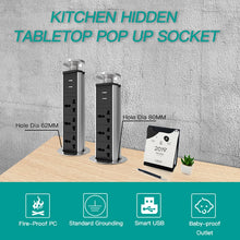 Load image into Gallery viewer, Table POP Sockets Pull Up 3/4/5/6 Way Electrical Plug Universal Power Outlets USB Charging Port Kitchen Home 1.8m Extension Cord
