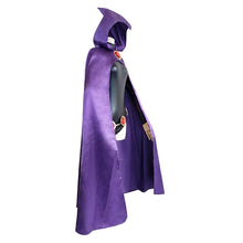 Load image into Gallery viewer, Teen Titans Super Hero Raven Cosplay Costume Women Black Bodysuit Purple Hooded Cloak Jumpsuits Halloween Party Costume
