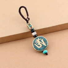 Load image into Gallery viewer, Tibetan Buddha Pendant Keychain Keyring Om Ohm Aum Buddhist Mantra Sign Yoga Charm Car Key Chain For Women Nepal Ethnic Jewelry
