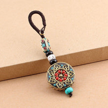 Load image into Gallery viewer, Tibetan Buddha Pendant Keychain Keyring Om Ohm Aum Buddhist Mantra Sign Yoga Charm Car Key Chain For Women Nepal Ethnic Jewelry
