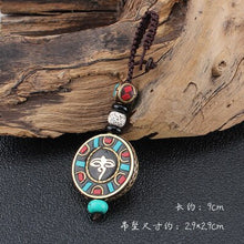 Load image into Gallery viewer, Tibetan Buddha Pendant Keychain Keyring Om Ohm Aum Buddhist Mantra Sign Yoga Charm Car Key Chain For Women Nepal Ethnic Jewelry
