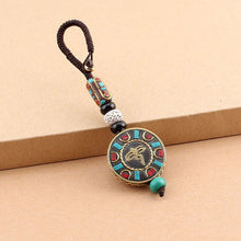 Load image into Gallery viewer, Tibetan Buddha Pendant Keychain Keyring Om Ohm Aum Buddhist Mantra Sign Yoga Charm Car Key Chain For Women Nepal Ethnic Jewelry
