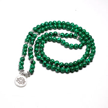 Load image into Gallery viewer, Tibetan 108 Mala Bracelet Malachite Stone Beads Bracelets Yoga Lotus OM Buddha 6 MM
