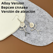 Load image into Gallery viewer, Titanium Steel Fuxk You Doodle Earrings For Woman Trend Punk Middle Finger Stickman Hip Hop Dangle Earrings Cool  New Jewely
