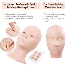 Load image into Gallery viewer, Training Mannequin Head False Eyelash Extension Practice Head Model replacement Silicone Removable Eyelids Makeup Tools

