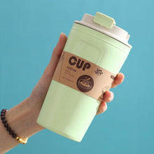 Load image into Gallery viewer, Travel Coffee Mug Eco-friendly Bamboo Fiber Coffee Cup Silicone Ring Lid Christmas Gift Mugs 420ml
