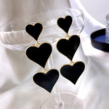 Load image into Gallery viewer, Trendy Long Heart Pendant Earrings for Women Black Big Exaggerated Statement Tassel Earrings Vintage Jewelry
