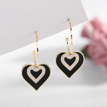 Load image into Gallery viewer, Trendy Long Heart Pendant Earrings for Women Black Big Exaggerated Statement Tassel Earrings Vintage Jewelry
