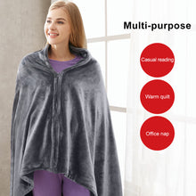 Load image into Gallery viewer, USB Electric Heating Blanket Warm Shawl Coral Fleece Plush 3-speed Adjust Temperature Winter Large 150x80cm Zipper Washable

