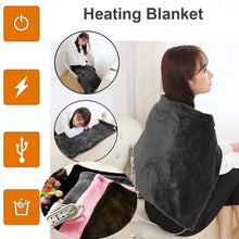 Load image into Gallery viewer, USB Heating Travel Machine Washable For Sofa Bed Portable Electric Blanket Winter Warm Soft Plush Car Shawl Camping
