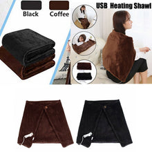 Load image into Gallery viewer, USB Warm Electric Heating Shawl Soft Warm Fleece Heating Pad for Home Office Winter Warm Neck Shoulder Electric Blankets
