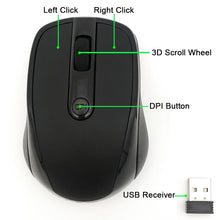 Load image into Gallery viewer, USB Wireless mouse 2000DPI Adjustable Receiver Optical Computer Mouse 2.4GHz Ergonomic Mice For Laptop PC Mouse
