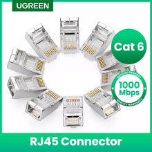 Load image into Gallery viewer, Connector 8P8C Modular Ethernet Cable Head Plug Gold-plated Cat 6 Crimp Network RJ 45 Crimper Connector Cat6

