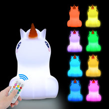 Load image into Gallery viewer, Owl LED Night Light Touch Sensor Remote Control Dimmable Timer USB Rechargeable Silicone Bedside Lamp for Children Baby
