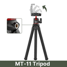 Load image into Gallery viewer, Octopus Flexible Tripod For Phone SLR DSLR Camera Tripod Extend 1/4'' Screw With Ballhead Cold Shoe Phone Clip
